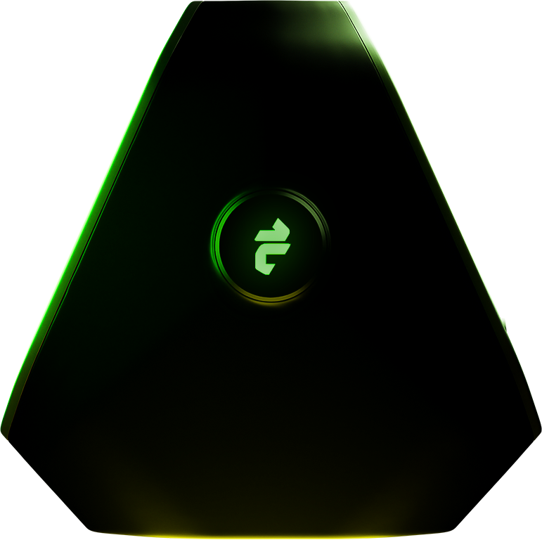 Air security activated with Tenshield. An image of Tenshield Atom with its edges and logo neon highlighted.